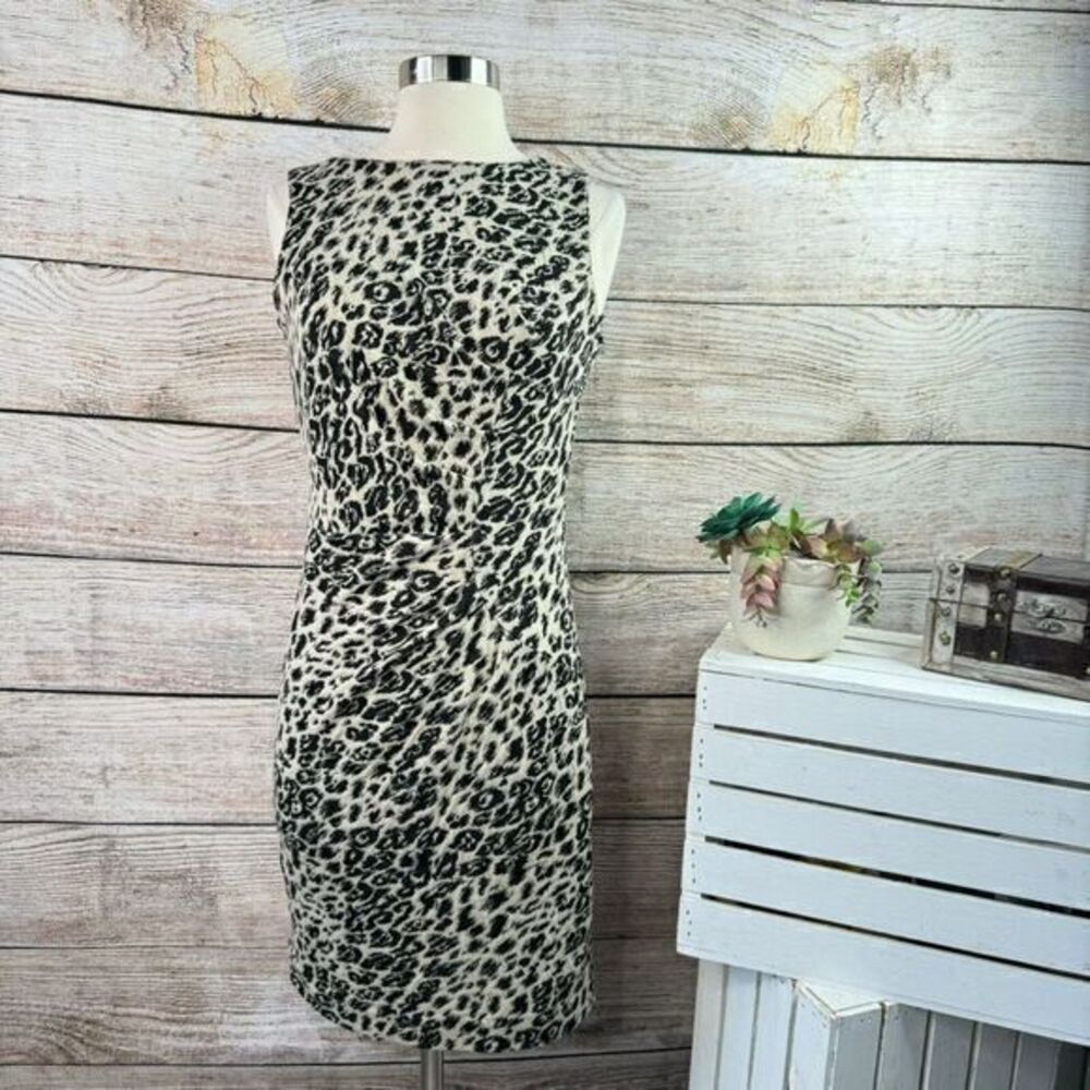 Taylor Leopard Print Sheath Dress Size 2 Sleeveless Short Multicolor Women's‎
